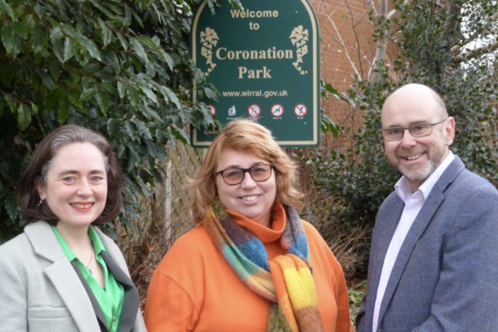Cllr Gail Jenkinson flanked by Cllrs Jo Bird and Pat Cleary – co-leaders of Wirral’s Green Group of 14 councillors